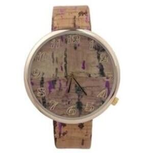 Women's Cork Wristwatch | Purple Accents